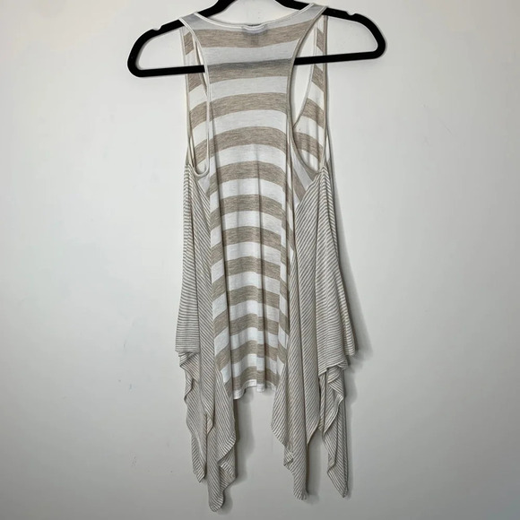 Aritzia Dilemma Tank Top Blouse Draped Stripe Flowy Sleeveless Cream White XS - Picture 12 of 15
